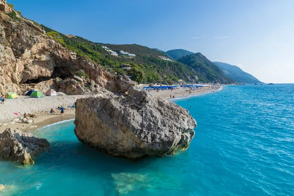 Lefkada Řecko Září 2019 Pláž Kathisma Jedna Nejlepších Pláží Řeckém — Stock fotografie