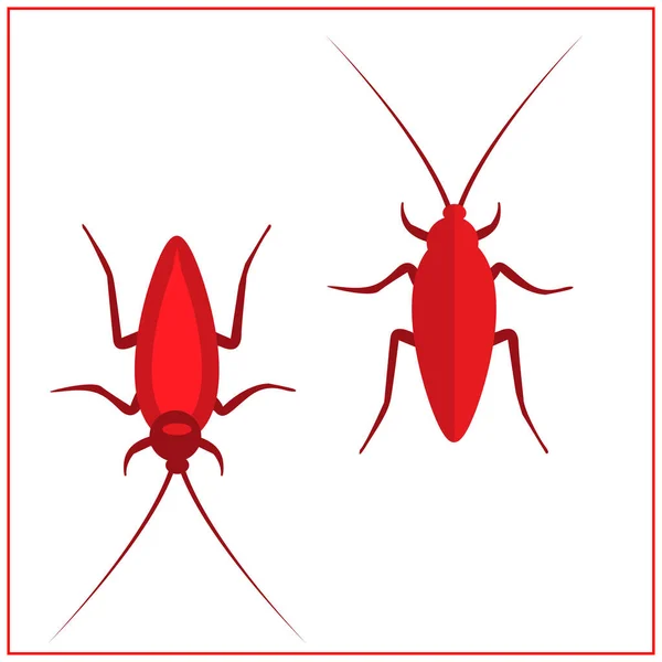 Conjunto Iconos Insectos Cucaracha Vector Illustration Cucaracha Roja — Archivo Imágenes Vectoriales