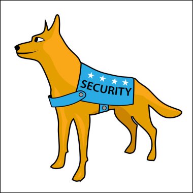 Güvenlik köpek vektörü, Beyaz arkaplanda Vektör Resimleri.