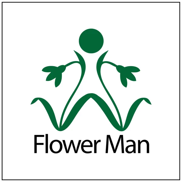 Logo Homme Fleur Logo Abstrait Des Personnes Icône Nature People — Image vectorielle