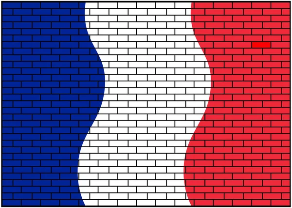 Franse Franse Vlag Bakstenen Muur Achtergrond Vector Illustratie — Stockvector