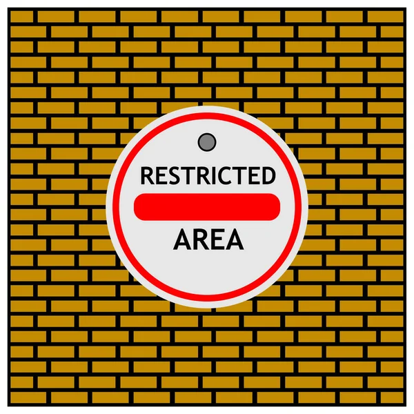 Entry Sign Restricted Area Vector Illustration Brick Wall Background — Stock Vector
