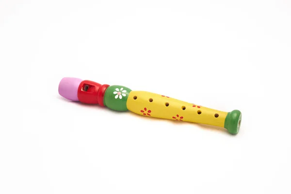 Pestrobarevná Dřevěná Flétna Pro Děti Montessori Styl Hudební Inteligence — Stock fotografie