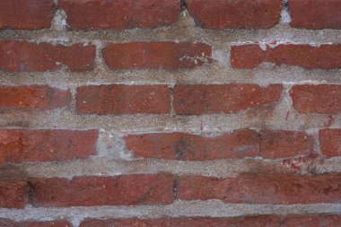 Tuğla dokusu. Kırmızı renk. Yatay tasarım için arkaplan