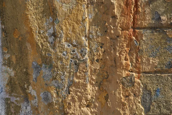 Cement Texture Corroded Oxidized Paint Yellow Ocher Color Background Horizontal — Stock Photo, Image