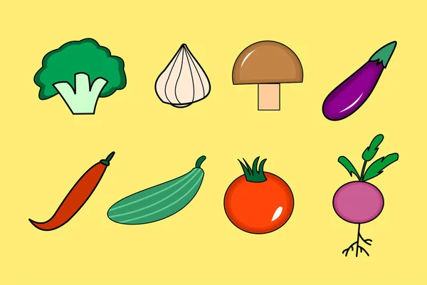 新鮮な野菜の漫画イラスト — ストックベクタ