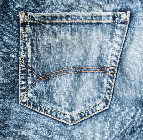 Fragment Bakficka Blå Jeans — Stockfoto