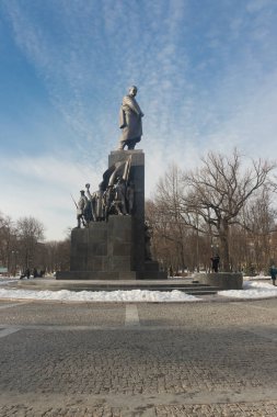 Kharkov, Ukrayna, 02.20.2021 Ukraynalı şair Taras Shevchenko 'nun Anıtı