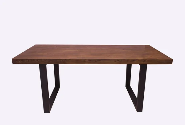 白色底座黑色金属腿木制漆制桌子 — 图库照片