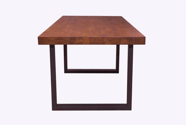 Mesa Lacada Madera Con Patas Metal Negro Sobre Fondo Blanco — Foto de Stock