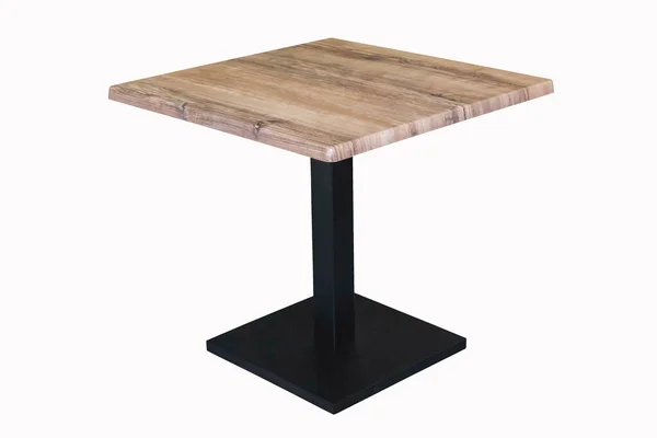 Mesa Cuadrada Lacada Madera Con Patas Metal Negro Sobre Fondo — Foto de Stock