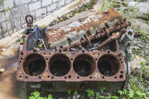 Viejo Motor Oxidado Desmontado Ocho Cilindros Pripyat — Foto de Stock