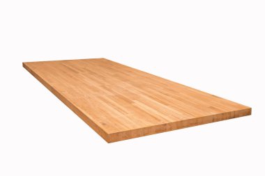 Oak glued board, from which the table will be made on a white background