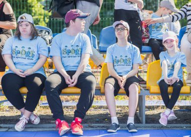 Bila Tserkva, Ukrayna, Haziran 2021: Engelli çocuklar için spor müsabakaları