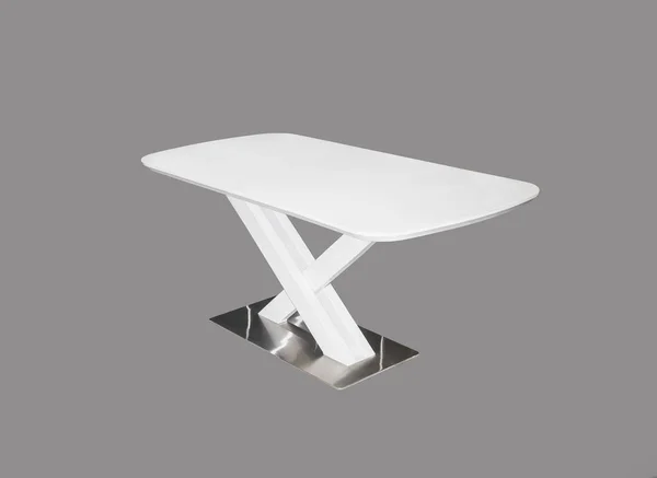 Witte Eettafel Met Metalen Poot Interieur Element — Stockfoto