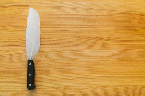 knife with a feather instead of a blade. The weapon of the writer. Background