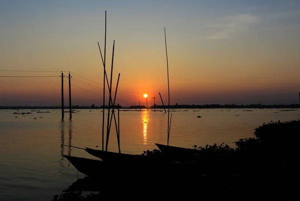 Sonnenuntergang Seeufer — Stockfoto