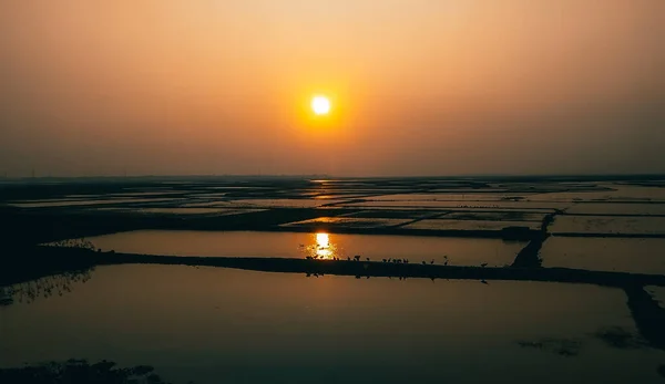 Schöner Wintermorgen Sonnenaufgang Blick Titas River — Stockfoto