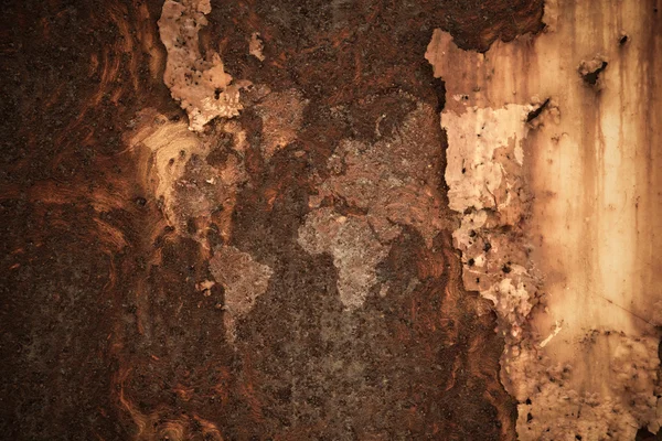 Metal roest muur textuur oppervlakte vintage stijl met kaart van de wereld — Stockfoto