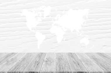 Ahşap doku yüzeyi ahşap Teras ve dünya ile harita