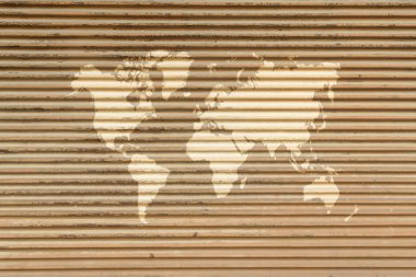 Metal pas duvar doku yüzeyi ile Dünya Haritası