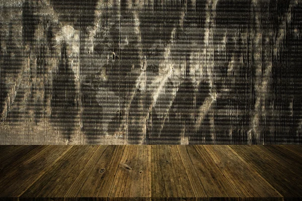 Metal ferrugem parede textura superfície estilo vintage com terraço de madeira — Fotografia de Stock