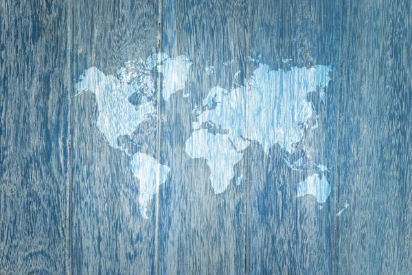 Wood texture surface with world map — Stock Photo, Image