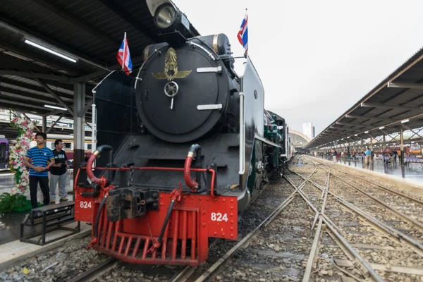 Tren de vapor en el ferrocarril estatal de Tailandia 119 años aniversario —  Fotos de Stock