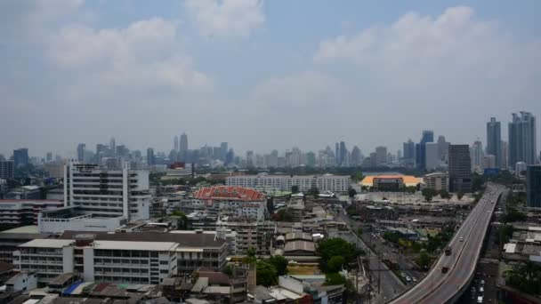 Paisaje urbano y transporte durante el día, Timelapse — Vídeos de Stock