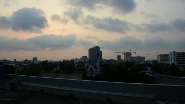 Sol hora de la mañana y el transporte en la ciudad de Bangkok Tailandia, Timelapse — Vídeo de stock