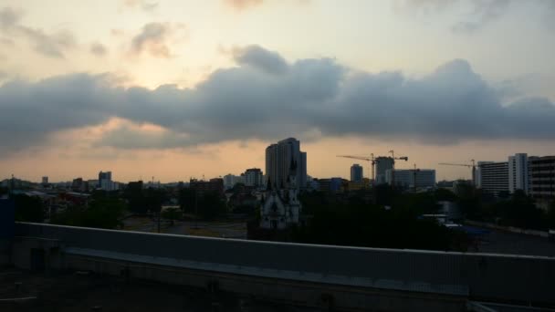 Sunshine morning time and transportation in Bangkok city Thailand, Timelapse — Stock Video