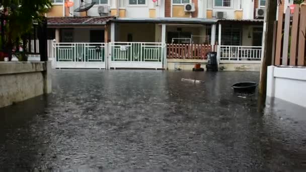 Überschwemmungsdorf — Stockvideo