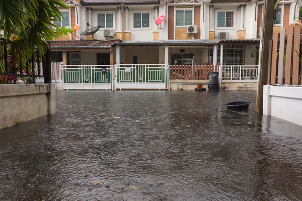 Water overstromingen dorp — Stockfoto