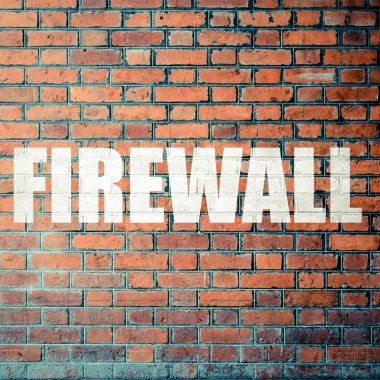 Doku bir word güvenlik duvarı ile kırmızı tuğla duvar