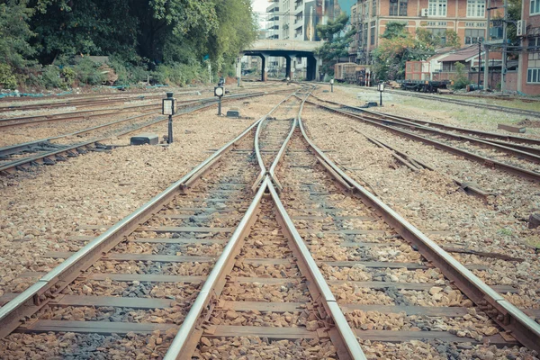 Railroad tracks crossing — Zdjęcie stockowe