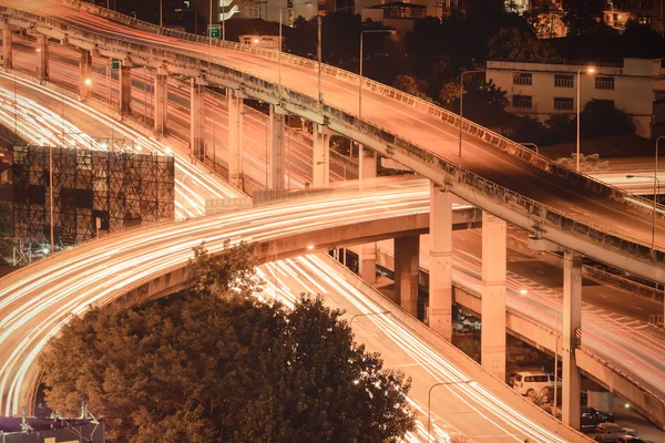 Nacht en vervoer in Bangkok stad Thailand — Stockfoto