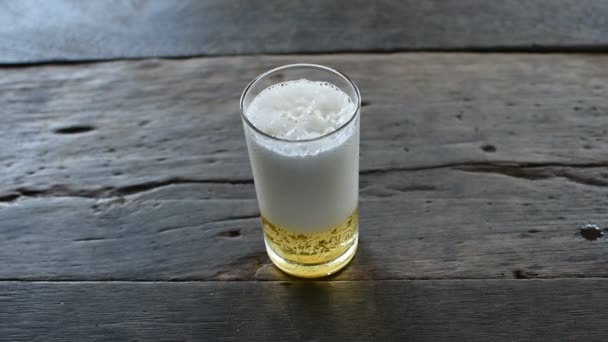 Bière avec glace en verre — Video