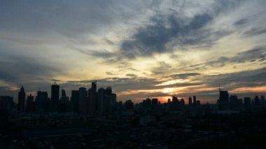 Cityscape ve günbatımı zamanı, Timelapse akşam içinde ulaşım
