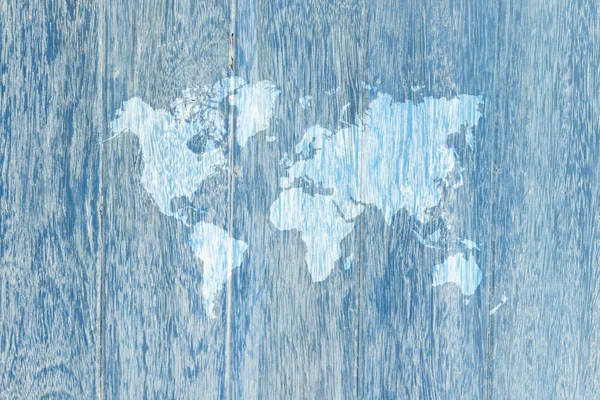 Wood texture surface with world map — Stock Photo, Image