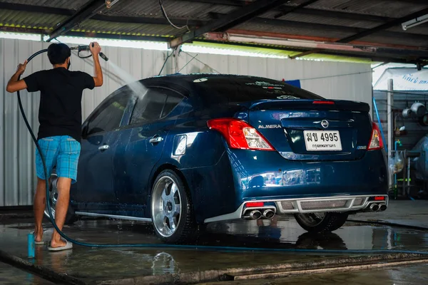 Banguecoque Tailândia Abril 2020 Limpeza Pessoal Cuidados Carro Não Identificado — Fotografia de Stock