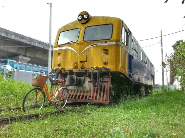 Bicycle and old train H.D.R.