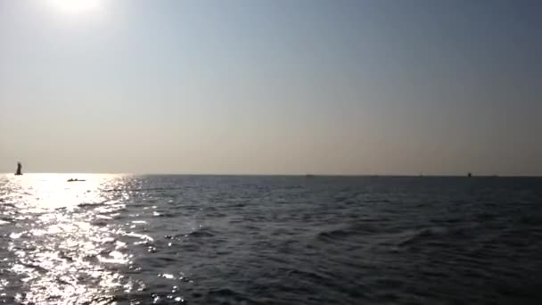 Fishing boat and first sunshine time for year 2015 — Stock Video