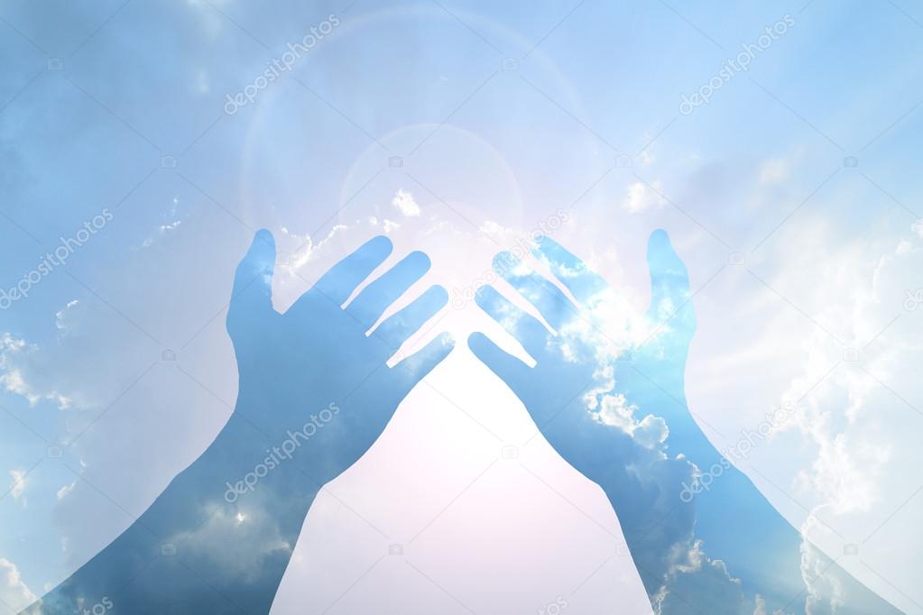 Hand on Blue sky