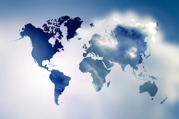 Flare borrosa Cielo azul con mapa del mundo — Foto de Stock