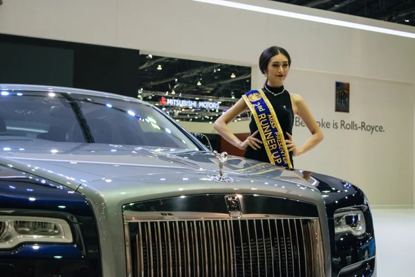 Rolls-Royce with model in the 36th Bangkok International Motor Show 2015 — Stock Photo, Image