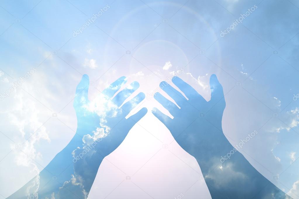 Hand on Blue sky