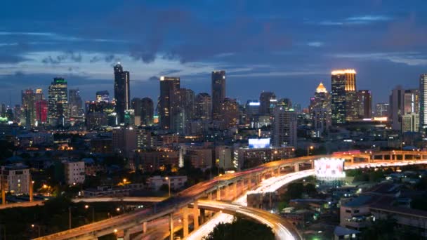 Bangkok noční a ohňostroje, panoráma Timelapse 4k — Stock video