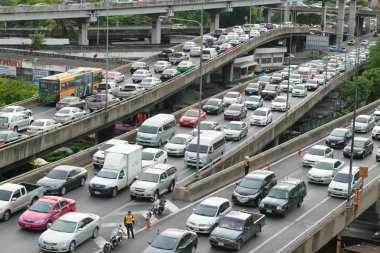 Gündüz ve ulaşım şehir Bangkok Tayland