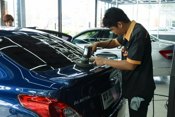 Polishing the car