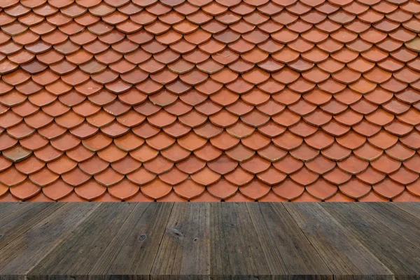 Wood terrace and Tile roof texture — Stock Photo, Image